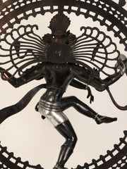 Indian Lord Nataraja Shiva Black and Silver Brass Statue