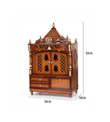 Sheesham Wood Handmade Mandir Home Temple In Brown