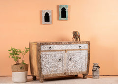 Kalah Hand Carved Solid Wooden Sideboard Buffet 76x114x40cm KLA0153  -  