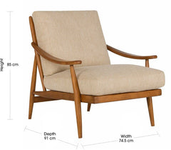 The Gileteen Wooden Fabric Arm Chair for Living Room