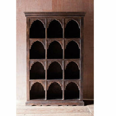 Mehrab Indian Carved bookshelf Arch Window Antique style Jharokha book display shelf B17  -  