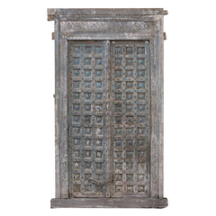 Indian Vintage Antique Hand Carved Reclaimed Wood Door 16