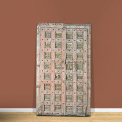 Indian Vintage Antique Hand Carved Reclaimed Wood Door Panel 93