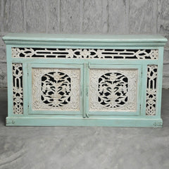 Jali Carved Solid wood Sideboard TURQUOISE