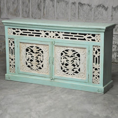 Jali Carved Solid wood Sideboard TURQUOISE