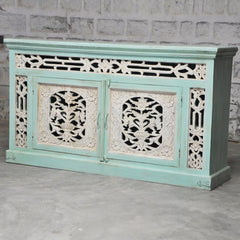 Jali Carved Solid wood Sideboard TURQUOISE