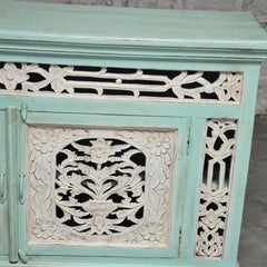 Jali Carved Solid wood Sideboard TURQUOISE