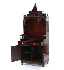 Large Sized Handmade Solid Wood Home Temple In Brown