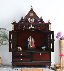 Sheesham Wood Handmade Mandir Home Temple In Brown