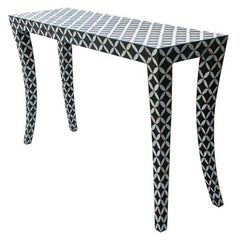 MAAYA Bone Inlay Solidwood Console Hall Table Geometric Pattern