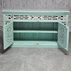 Jali Carved Solid wood Sideboard TURQUOISE