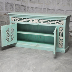 Jali Carved Solid wood Sideboard TURQUOISE