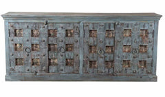 Antique Old Door Blue Wash With Doors Sideboard India Brocante