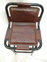 Industrial Leather Metal High Bar Chair