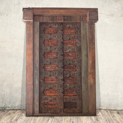 Indian Vintage Antique Hand Carved Reclaimed Teak Wood Door 94