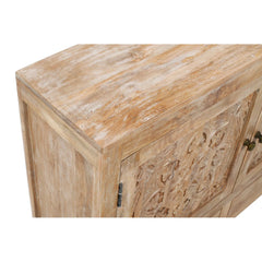 Indian Handmade Solid Wood 2 Drawers & Door Carved Cabinet