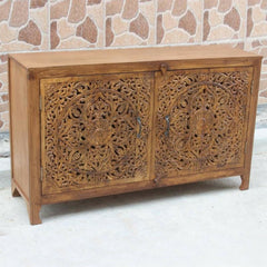 Floral Jali Design Indian french Sideboard Honey Brown