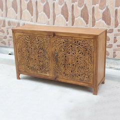 Floral Jali Design Indian french Sideboard Honey Brown