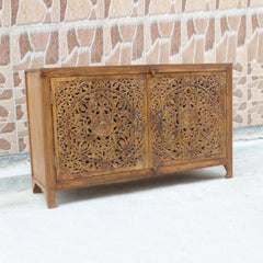 Floral Jali Design Indian french Sideboard Honey Brown