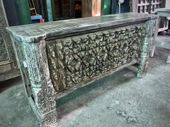 Antique Vintage Indian Hand Carved Solid Wood Console Hall Table