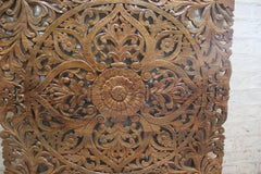 Dynasty Carved Wooden Wall Panel Bed Head Board Bedhead Natural