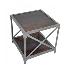 Angle Industrial Lamp Side Table Chocolate 50x50cm