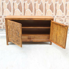 Floral Jali Design Indian french Sideboard Honey Brown