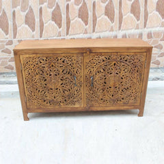 Floral Jali Design Indian french Sideboard Honey Brown