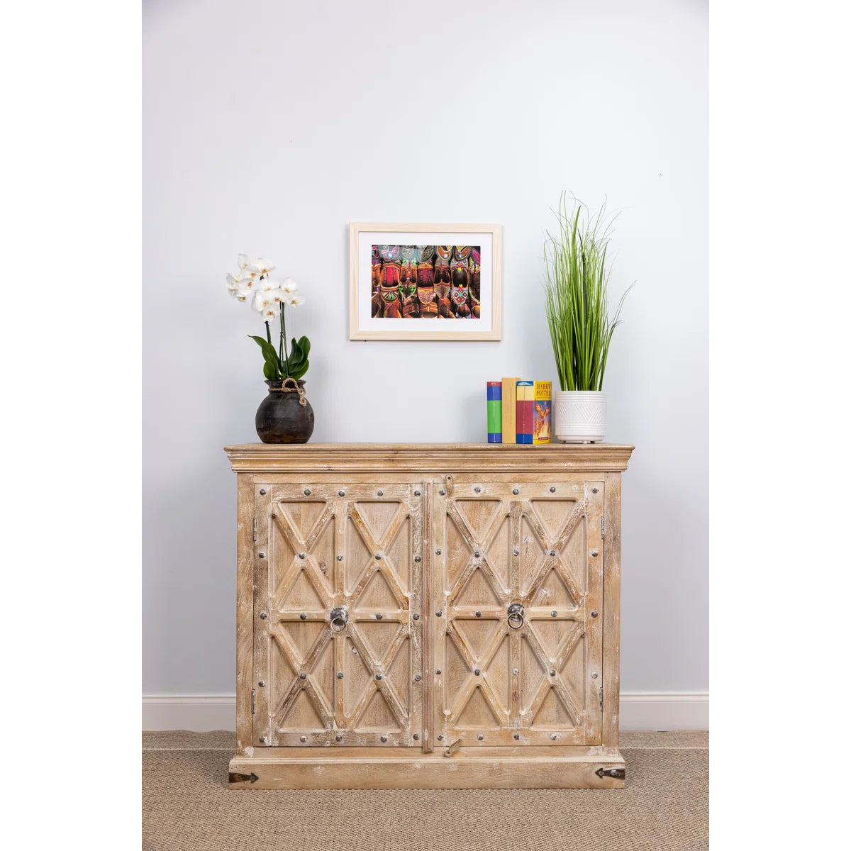 Indian Handmade Solid Wood Carved Cabinet