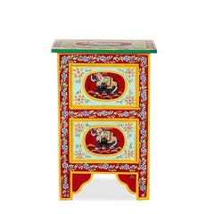 Pandora Hand Painted Indian Solid Wood Bedside Table Multicolour