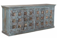 Antique Old Door Blue Wash With Doors Sideboard India Brocante