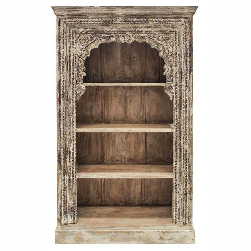 Mehrab Indian Carved bookshelf Arch Window Antique style Jharokha book display shelf B29  -  