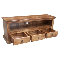 Indian Solid Wood TV Unit With 3 Drawers Natural 150 x 45 x 60 Cm