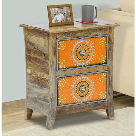 Pandora Hand Painted Indian Solid Wood Bedside Table