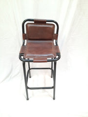 Industrial Leather Metal High Bar Chair