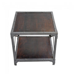 Angle Industrial Lamp Side Table Chocolate 50x50cm