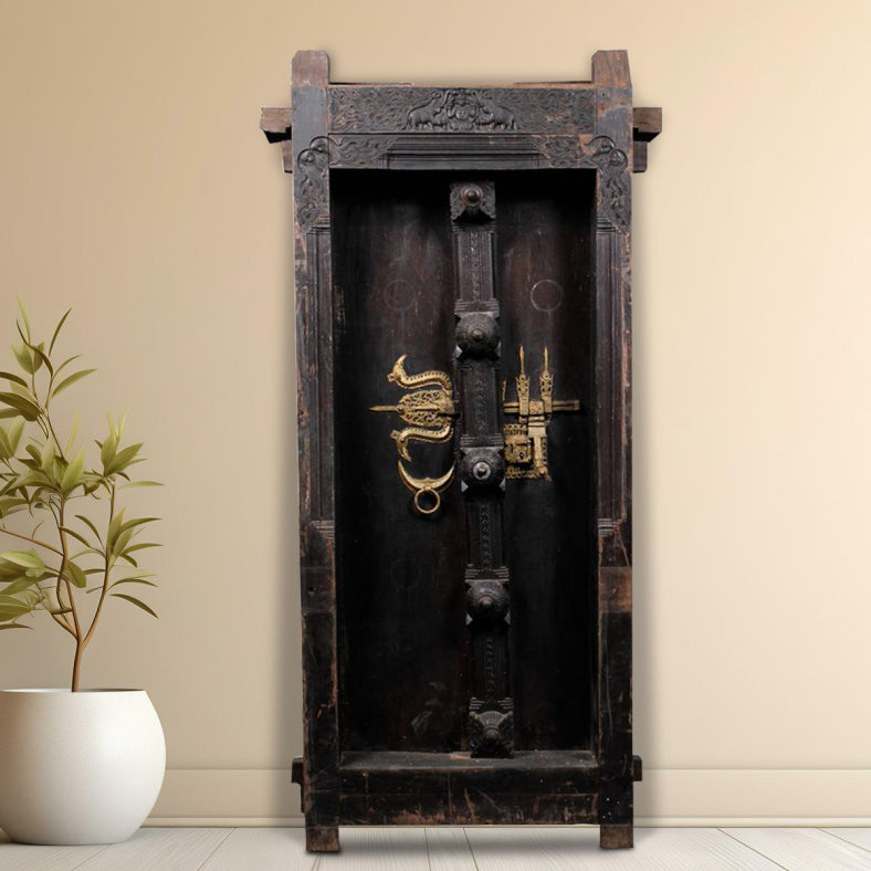 Indian Vintage Antique Hand Carved Wooden Door 18