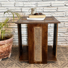 Handmade Indian Hand Carved Solid Hard Wood Zephyr End Table Walnut