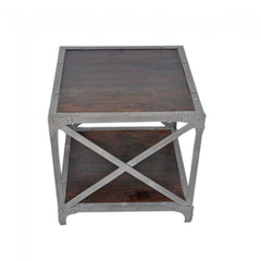 Angle Industrial Lamp Side Table Chocolate 50x50cm