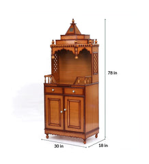 Large Sized Handmade Solid Wood Home Temple In Brown