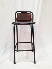 Industrial Leather Metal High Bar Chair