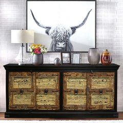 Indian Antique Old Door Rustic Solid Wood Sideboard