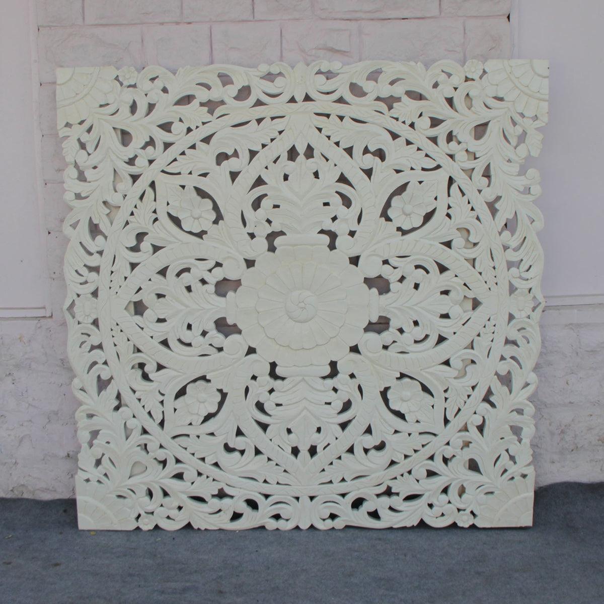 Dynasty Carved Panel Bedhead White