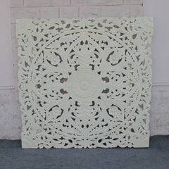 Dynasty Carved Panel Bedhead White