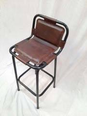 Industrial Leather Metal High Bar Chair