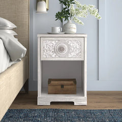Indian Hand Carved  Solid Wood Bedside Table   23