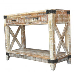 Metal Factory Timber Console Table White