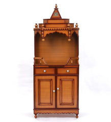 Large Sized Handmade Solid Wood Home Temple In Brown