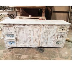 Rustica Reclaimed wood boat timber sideboard Buffet White 200x50x90cm