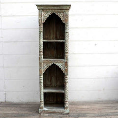 Mehrab Indian Carved bookshelf Arch Window Antique style Jharokha book display shelf B30  -  